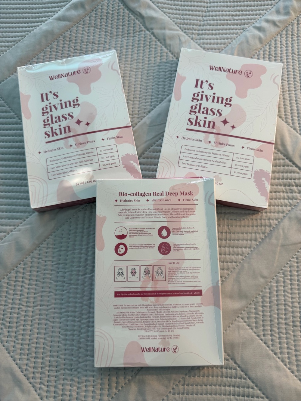 Well Nature It’s Giving Glass Skin Masks 4 per pack/3 packs!! New In Packaging